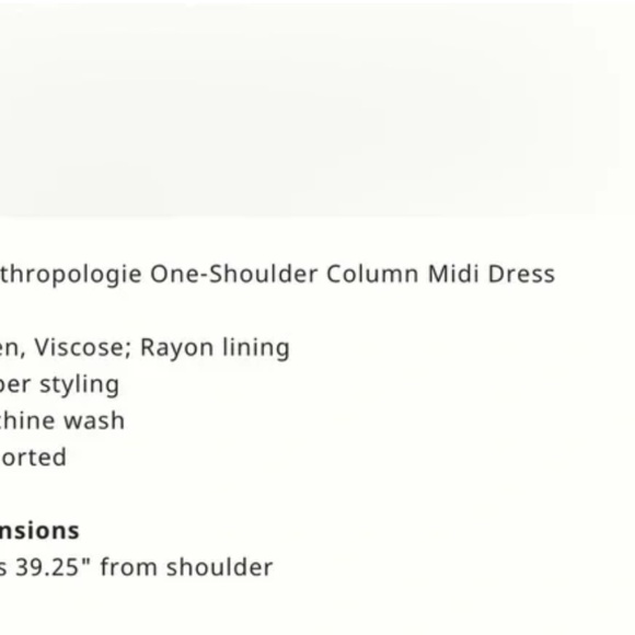 NWT Size L By Anthropologie One-Shoulder Column Midi Dress - Picture 6 of 8